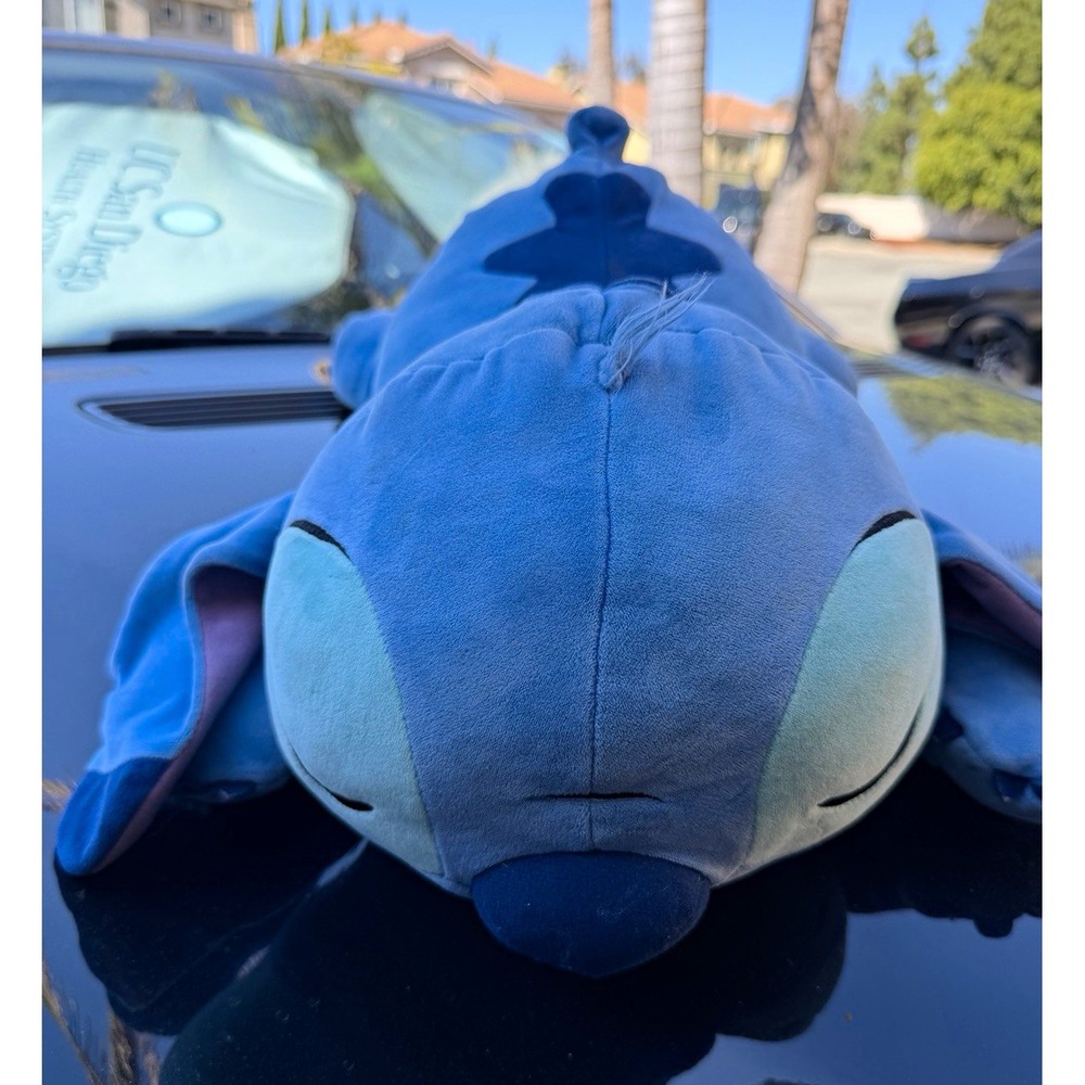Disney Stitch Cuddleez Large Lying Plush Pillow Blue Stained Official Disney